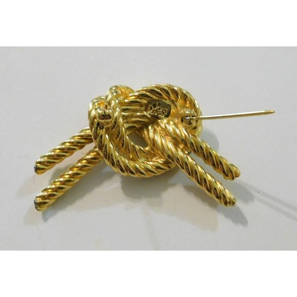 Joan Rivers Knot Rope Brooch Signed Gold Tone Elegant Pin 1.75" Wide - Picture 3 of 7